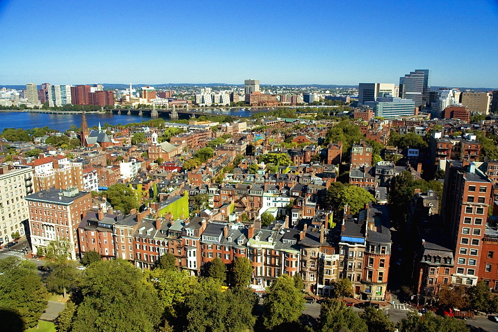 High angle view of a buildings along a river, Charles River, Boston, Massachusetts, USA