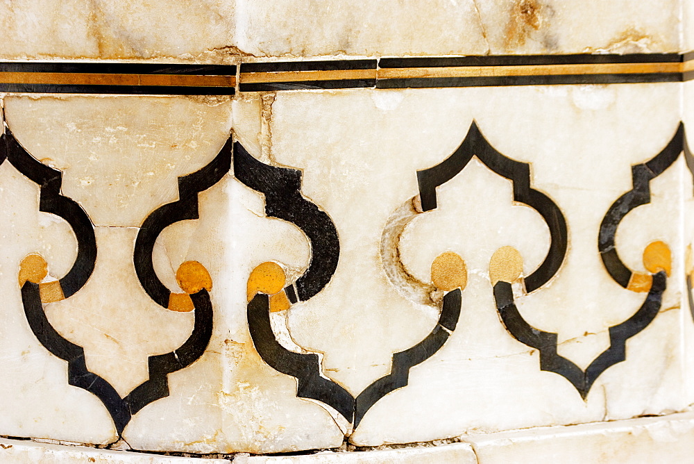 Close-up of marble inlay on the wall, Taj Mahal, Agra, Uttar Pradesh, India