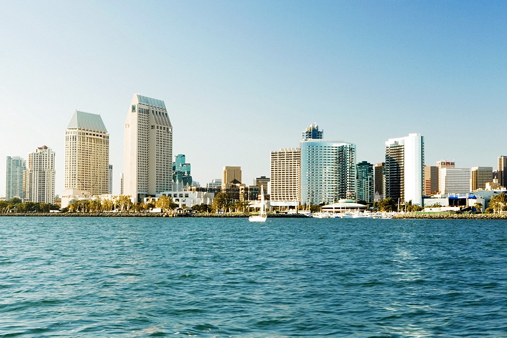 Panoramic view of downtown San Diego from Coronado Island, San Diego, California, USA