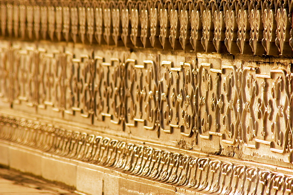 Close-up of carvings on the wall, Taj Mahal, Agra, Uttar Pradesh, India