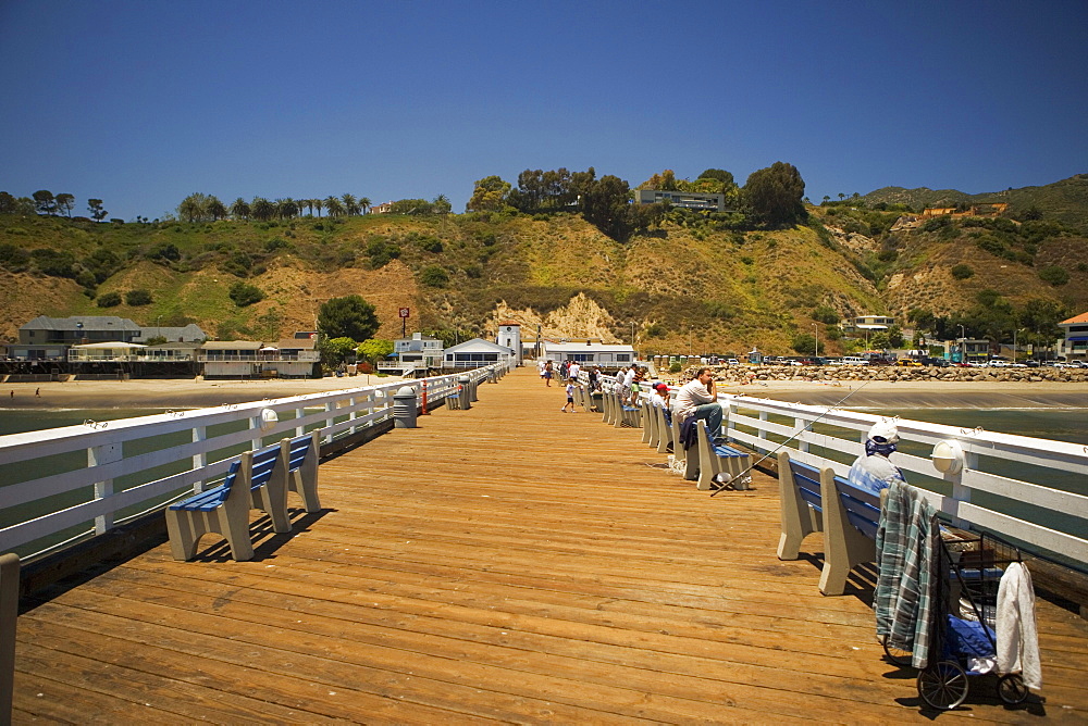Panoramic view of a pier, Malibu, California, USA