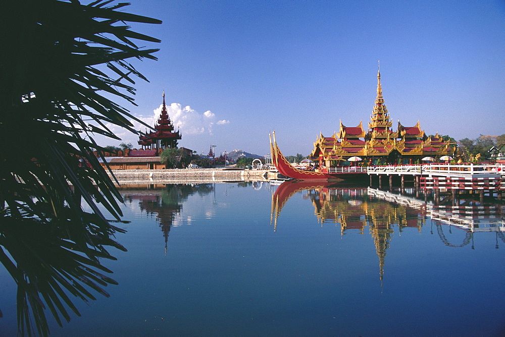 Palace on a barge in a moat, Yangon, Myanmar