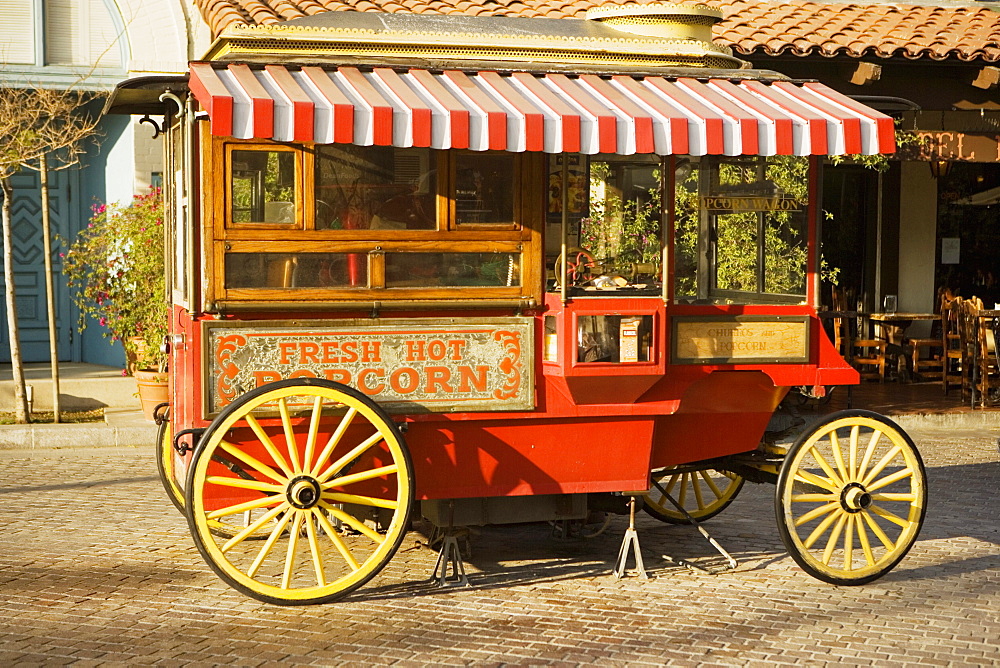 Popcorn cart parked on the street side