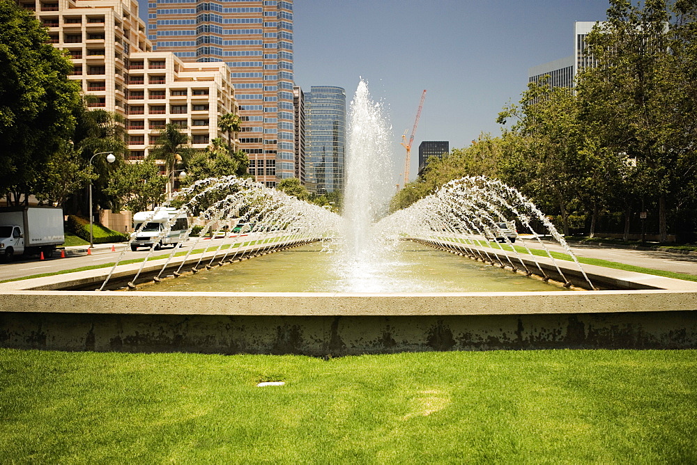 Fountain on a lawn outside a building, Sacramento, California, USA