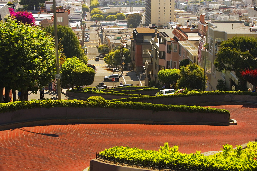 High angle view of Lombard Street, San Francisco, California, USA