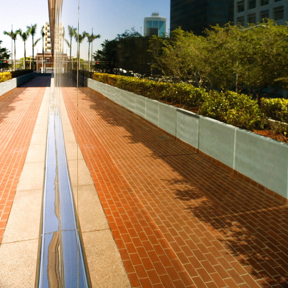 Reflection of a building on glass, Miami, Florida, USA