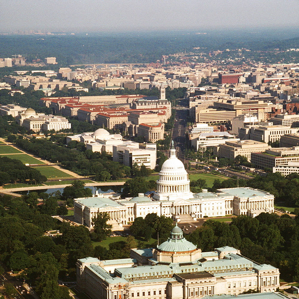 Aerial view of a government building, Capitol Building, Library Of Congress, Washington DC, USA