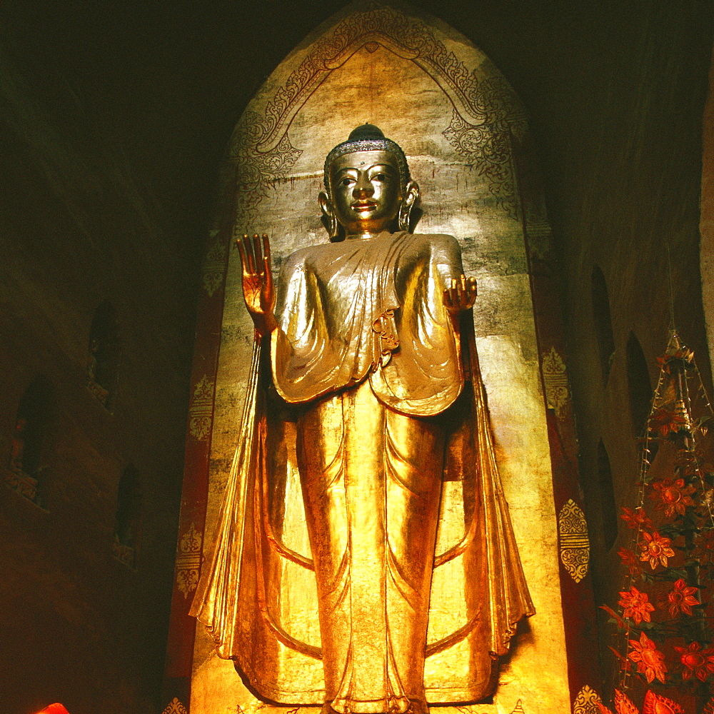 Low angle view of a statue of Buddha, Ananda temple, Bagan, Myanmar