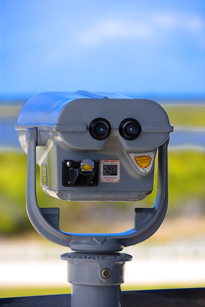 Close-up of a pair of coin-operated binoculars