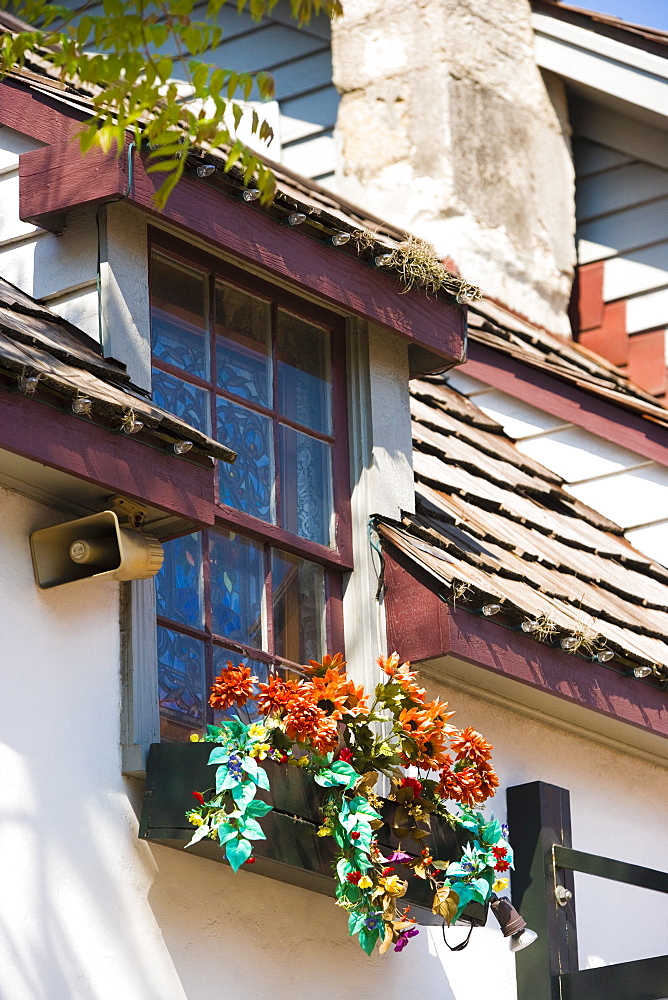 Low angle view of a window box on a building