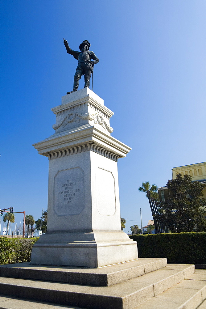 Low angle view of a statue, Statue of Ponce De Leon, St. Augustine, Florida, USA