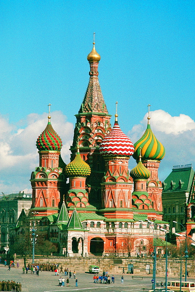 Facade of a cathedral, St. Basil's Cathedral, Red Square, Moscow, Russia