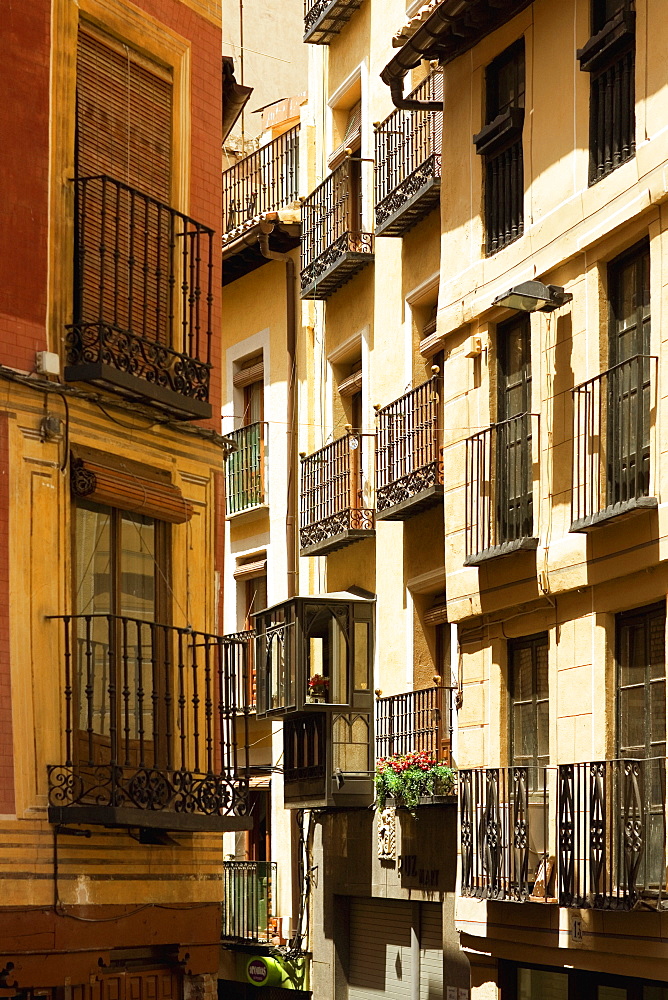 Balconies of buildings, Toledo, Spain