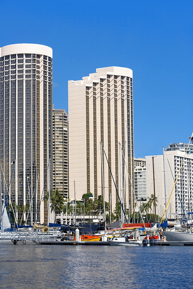 Skyscrapers at the waterfront, Honolulu, Oahu, Hawaii Islands, USA