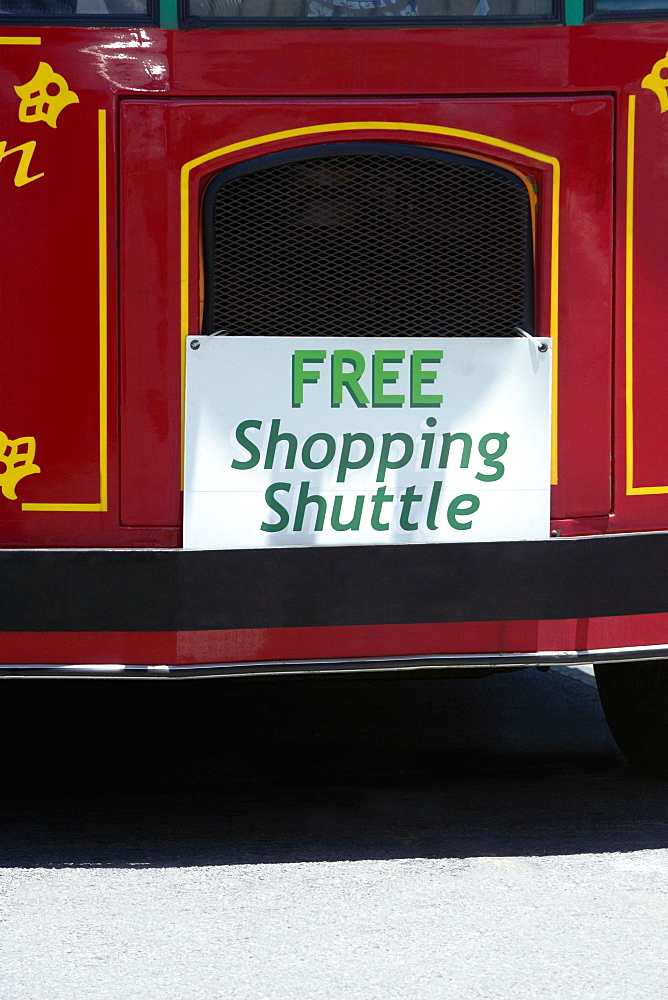 Close-up of a commercial signboard on a bus, Hawaii islands, USA