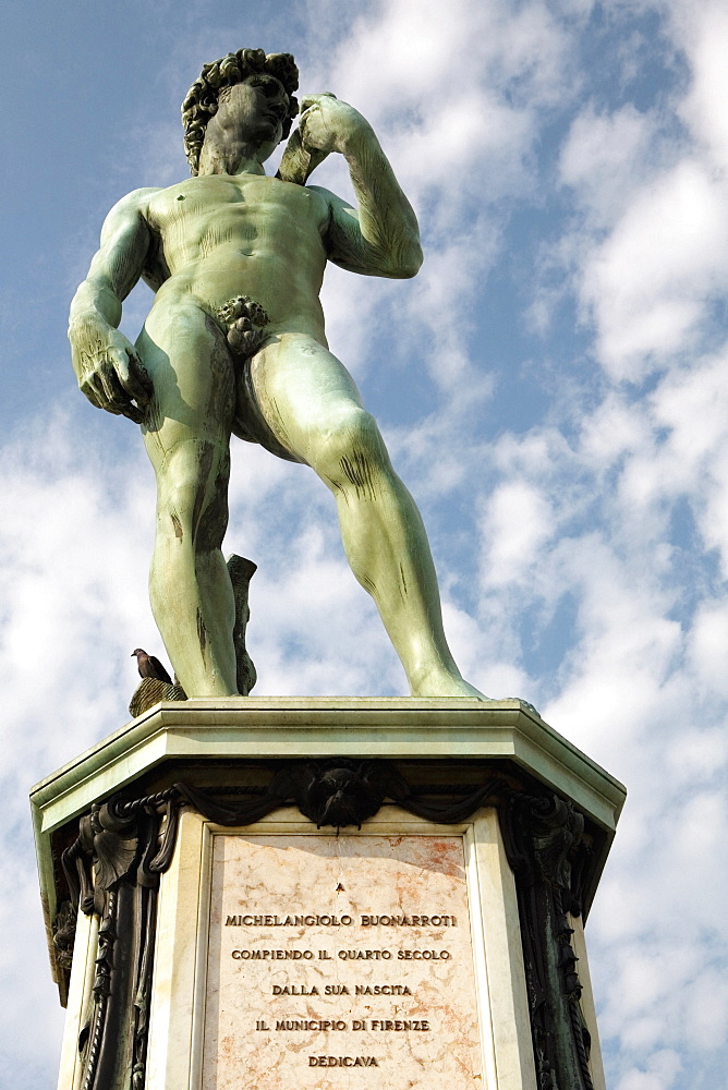 Low angle view of a statue, Michelangelo's David, Piazzale Michelangelo, Florence, Tuscany, Italy