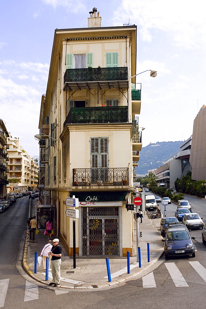 Roads passing along a cafe, Nice, France