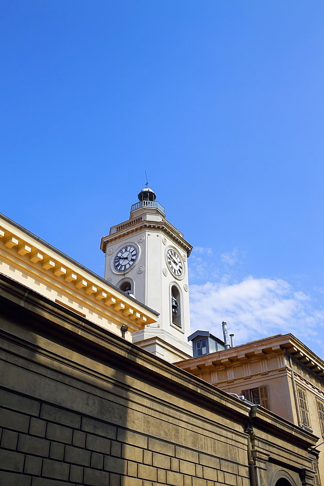 Low angle view of a clock tower, Nice, France