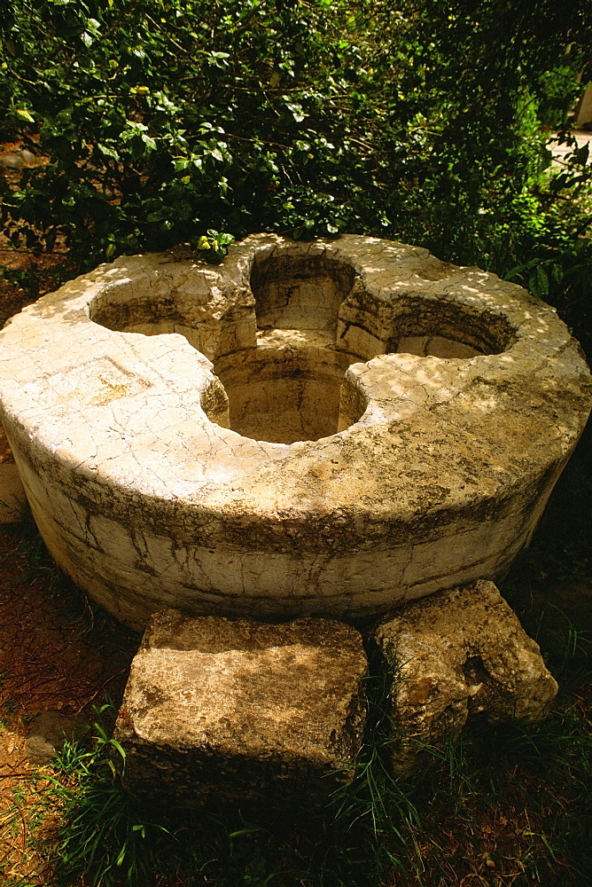 High angle view of a sculpture in the garden of a church, Church Of Multiplication, Galilee, Israel