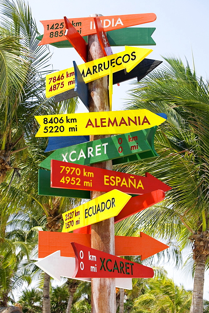 Low angle view of a signboard, Cancun, Mexico