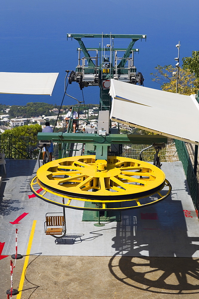 High angle view of an overhead cable car, Capri, Campania, Italy