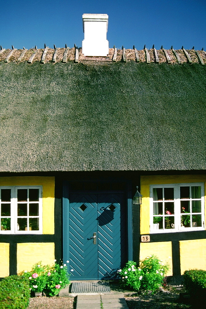 Facade of a cottage, Funen County, Denmark