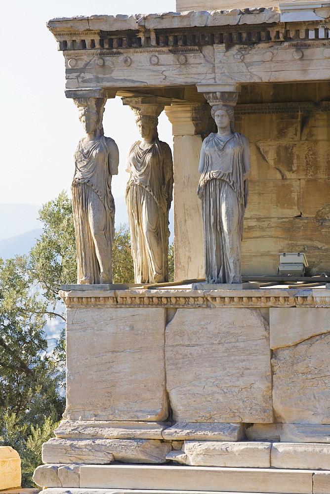 Statues in a temple, The Erechtheum, Acropolis, Athens, Greece