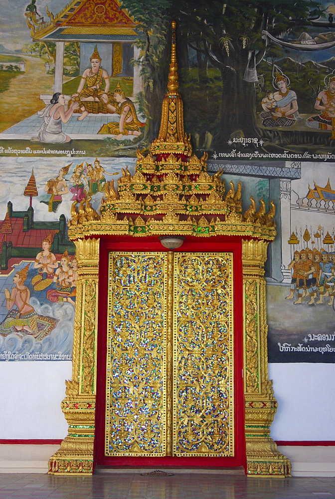 Facade of a temple, Wat Si Amphon, Vientiane, Laos