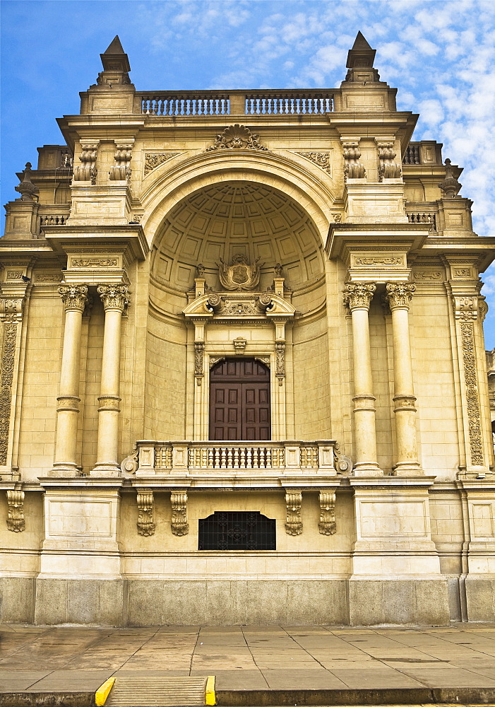 Low angle view of a government palace, Plaza-De-Armas, Lima, Peru