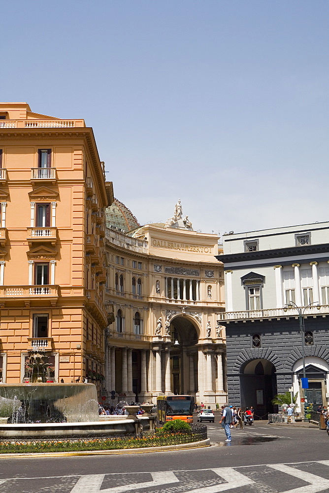 Fountain in front of a building, Galleria Umberto I, Naples, Naples Province, Campania, Italy