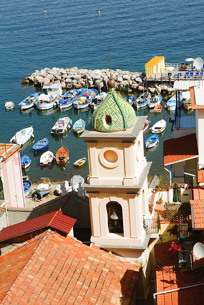 High angle view of a church, Church Of St. Anna, Marina Grande, Capri, Sorrento, Sorrentine Peninsula, Naples Province, Campania, Italy