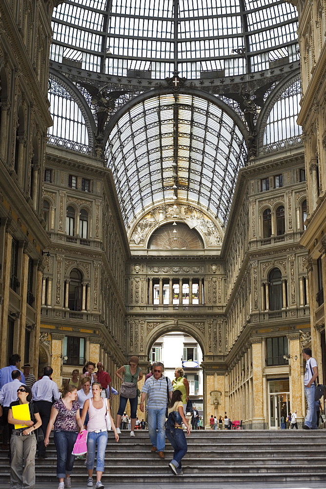 Group of people in a shopping mall, Galleria Umberto I, Naples, Naples Province, Campania, Italy