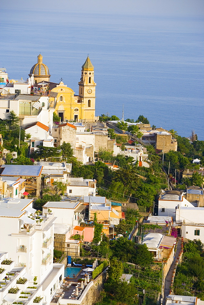 High angle view of a church in a city, Parrocchiale di San Gennaro, Amalfi Coast, Vettica Maggiore, Salerno, Campania, Italy