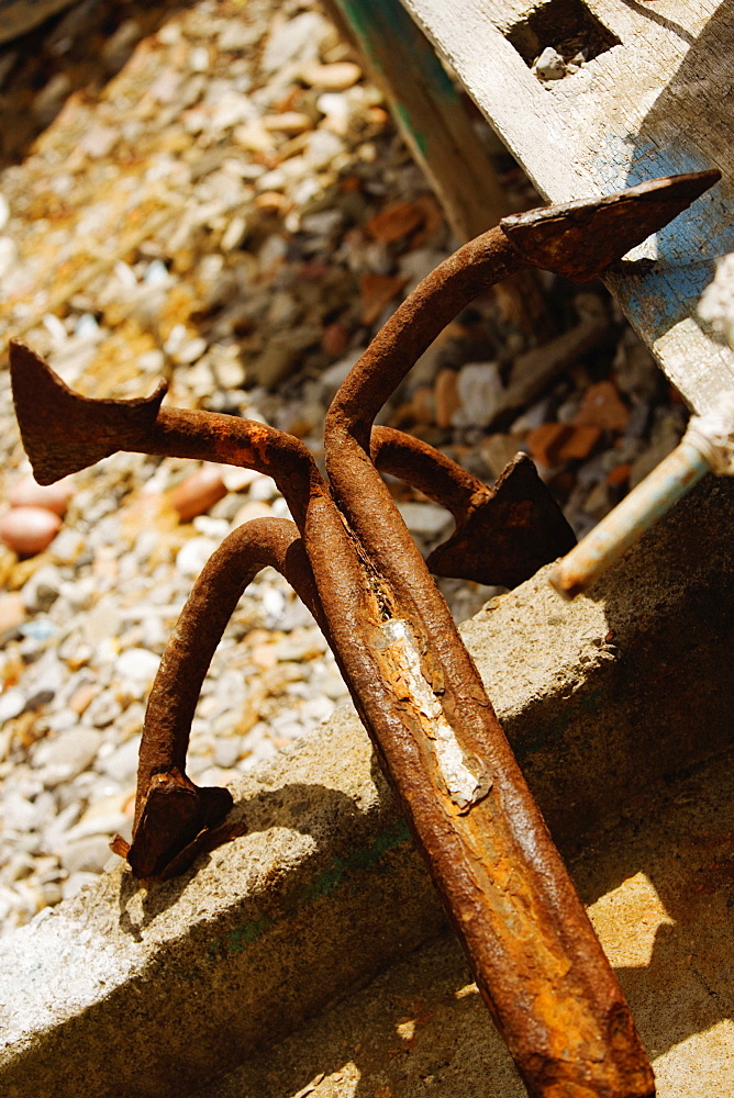 Close-up of a rusty anchor, Sorrento, Sorrentine Peninsula, Naples Province, Campania, Italy