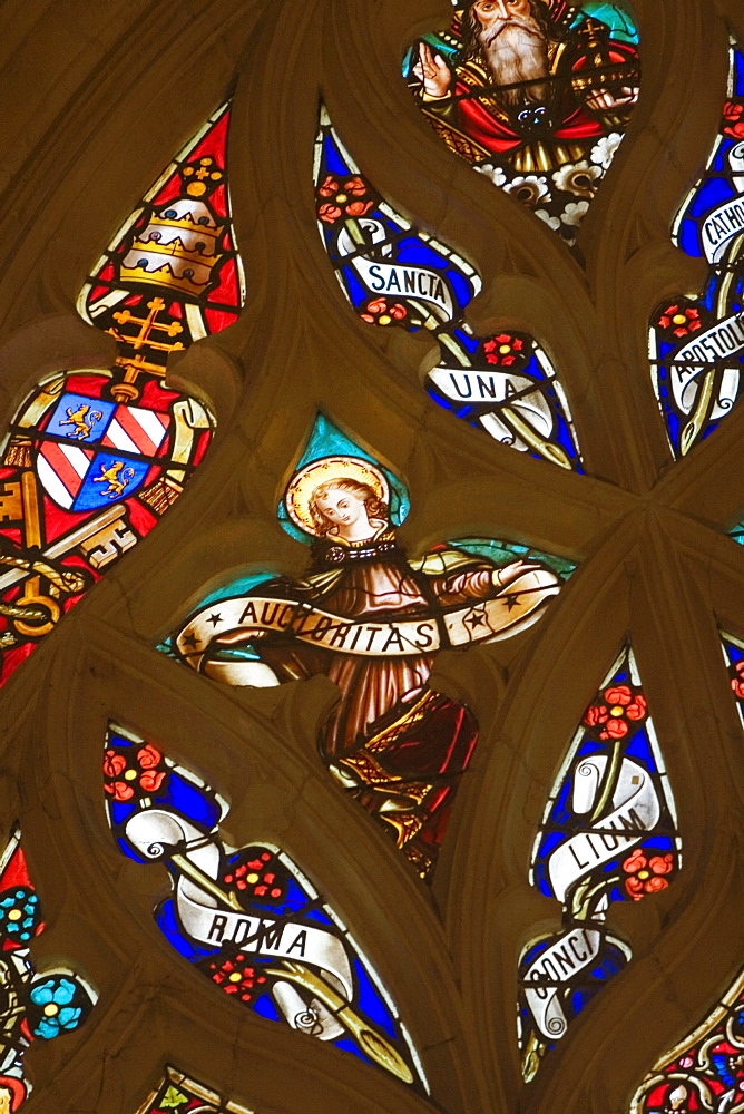 Close-up of stained glass ceiling in a church, Eglise St Pierre, Bordeaux, Aquitaine, France