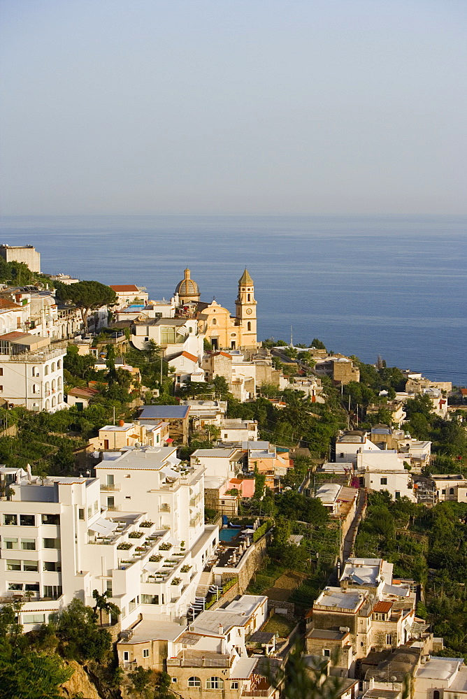 High angle view of a church in a city, Parrocchiale di San Gennaro, Amalfi Coast, Vettica Maggiore, Salerno, Campania, Italy