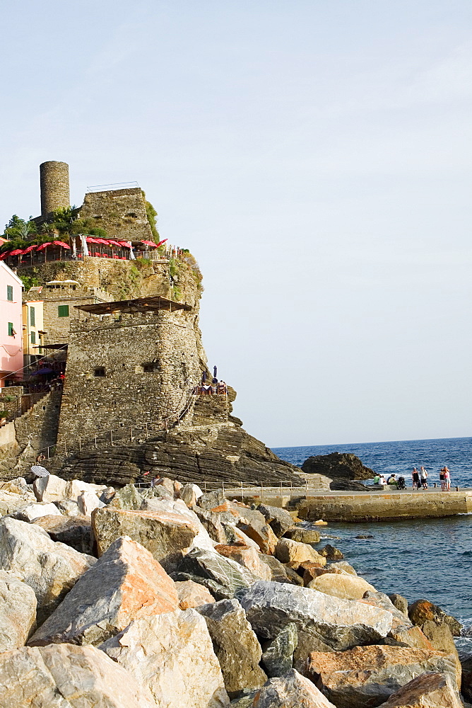 Castle at the seaside, Doria Castle, Italian Riviera, Cinque Terre National Park, Vernazza, La Spezia, Liguria, Italy