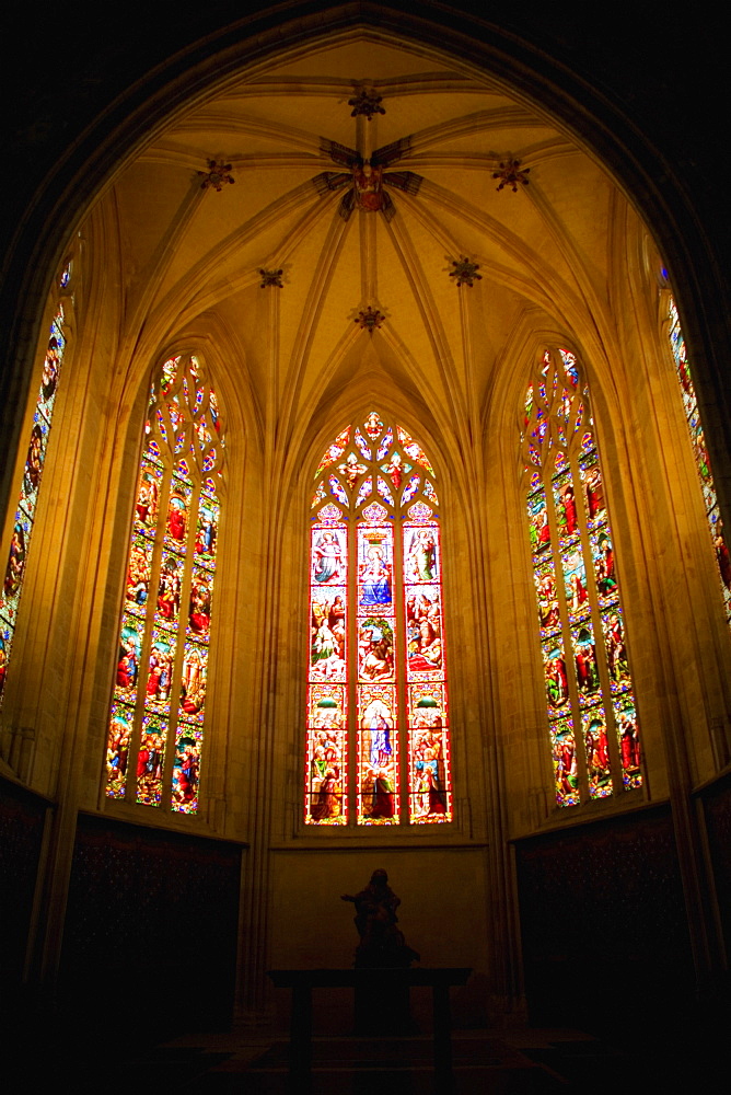 Low angle view of stained glasses in a church, Church Of St. Pierre, Bordeaux, Aquitaine, France