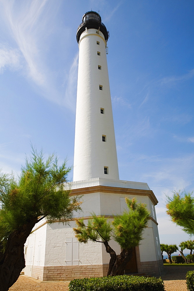 Low angle view of a lighthouse, Phare de Biarritz, Biarritz, Pays Basque, Aquitaine, France