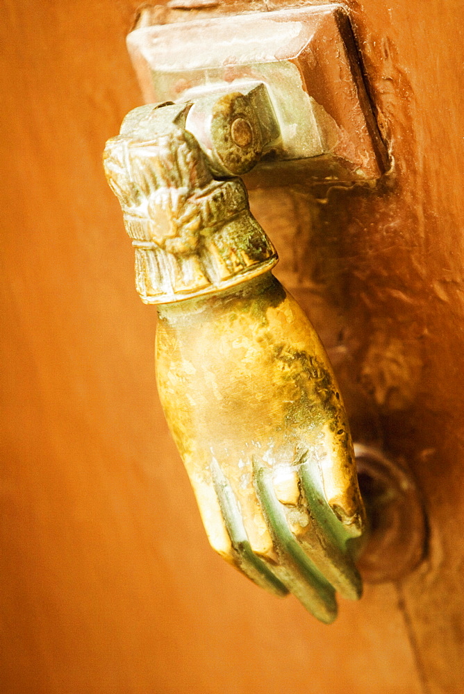 Close-up of a door handle on a door, Positano, Amalfi Coast, Salerno, Campania, Italy