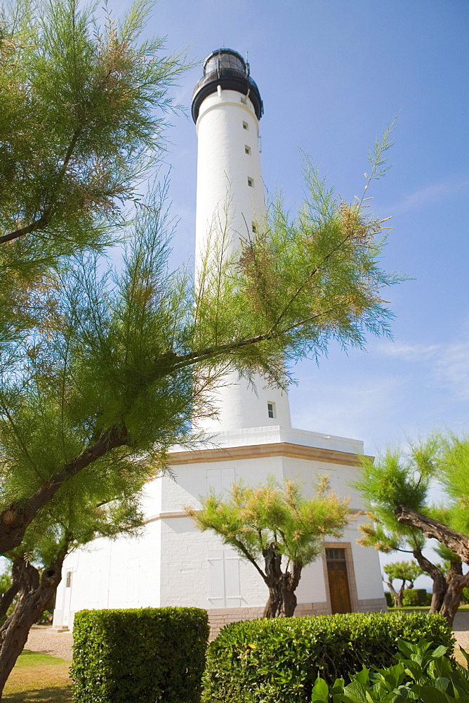 Low angle view of a lighthouse, Phare de Biarritz, Biarritz, Pays Basque, Aquitaine, France