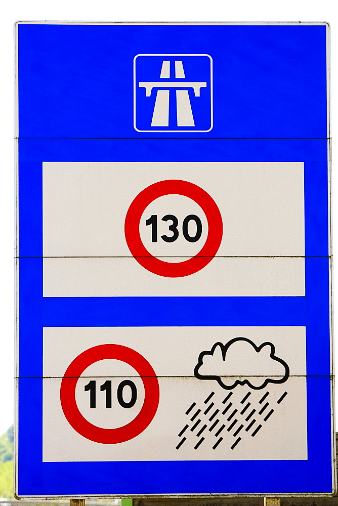 Close-up of a speed limit sign, Le Mans, France