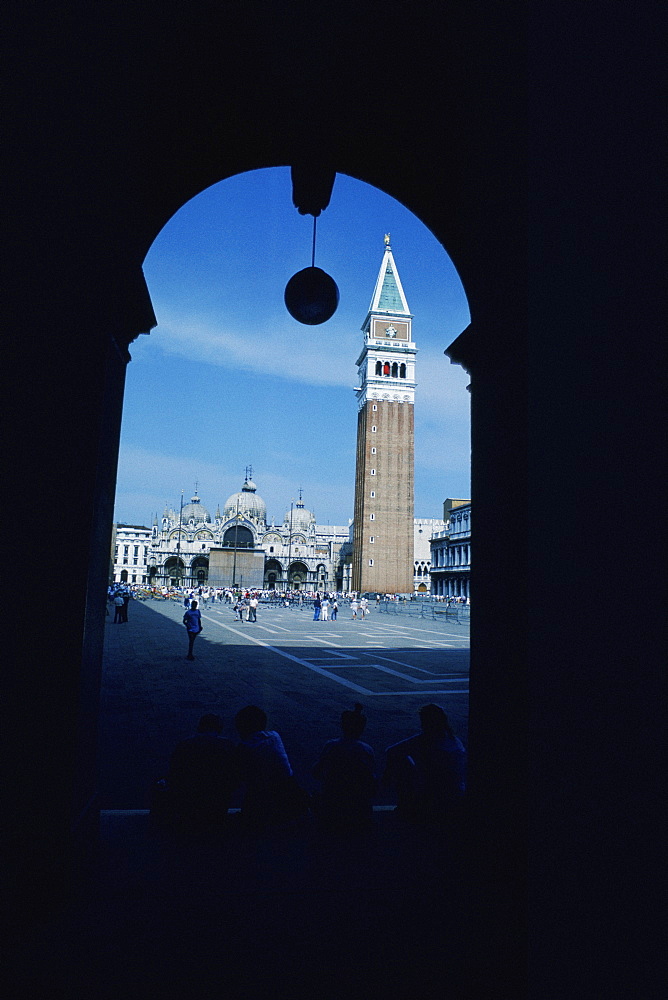 Cathedral viewed from an archway, St. Mark's Cathedral, St. Mark's Square, Venice, Veneto, Italy