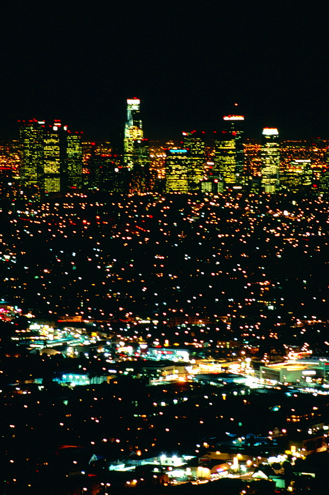 Los Angeles skyline at night, California