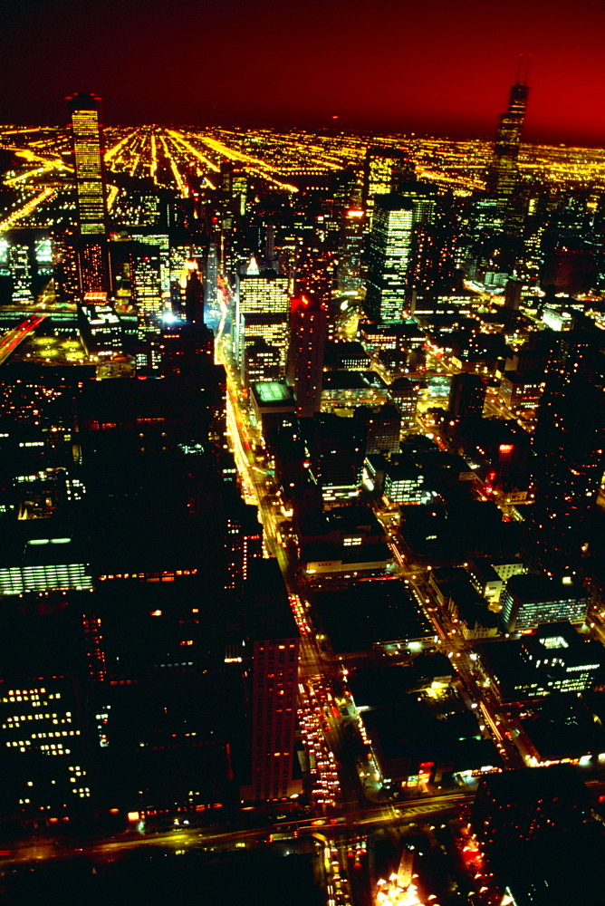 Chicago at night from John Hancock building