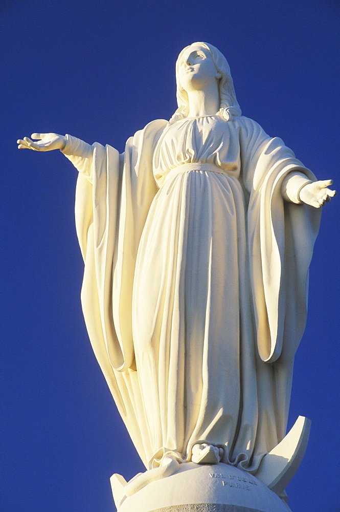 Low angle view of a statue of Virgin Mary