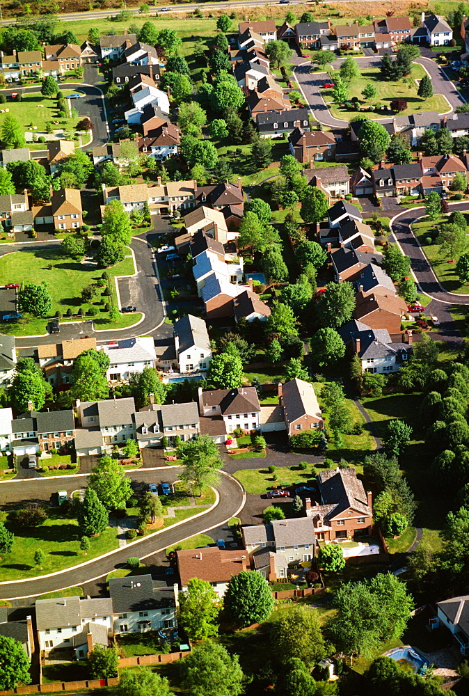 Aerial view of Montgomery County housing develop., Maryland