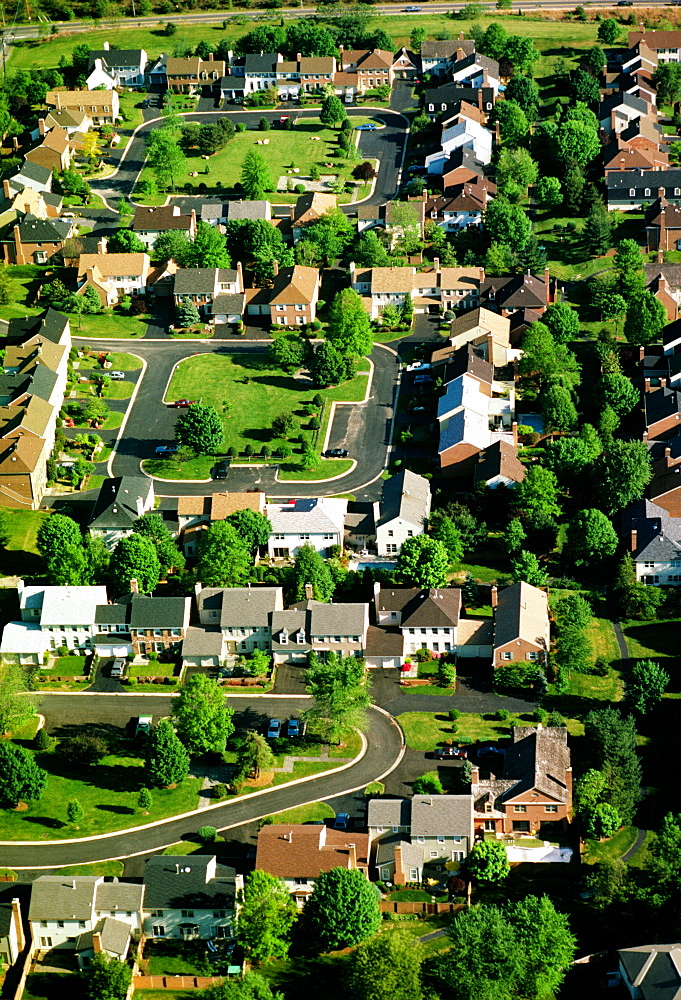 Aerial views of Montgomery County housing develop., Maryland