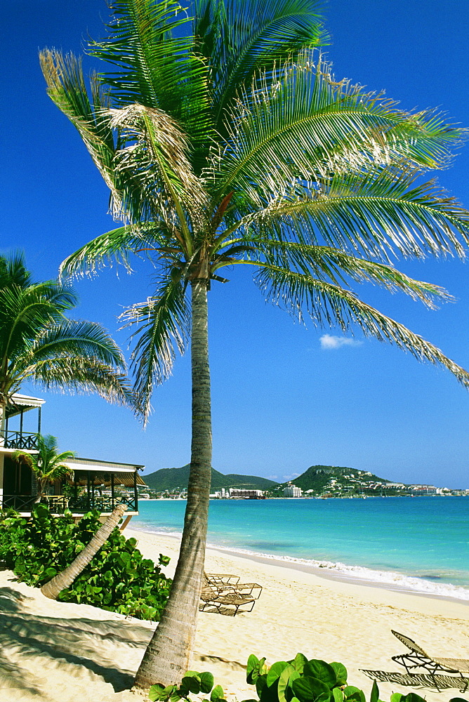 Side view of a calm beach, St. Martin, Caribbean