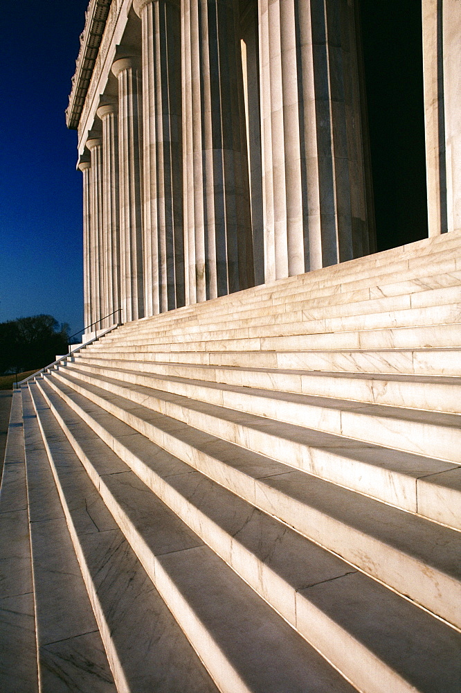 Close-up of a staircase and columns of a building, Lincoln Memorial, Washington DC, USA